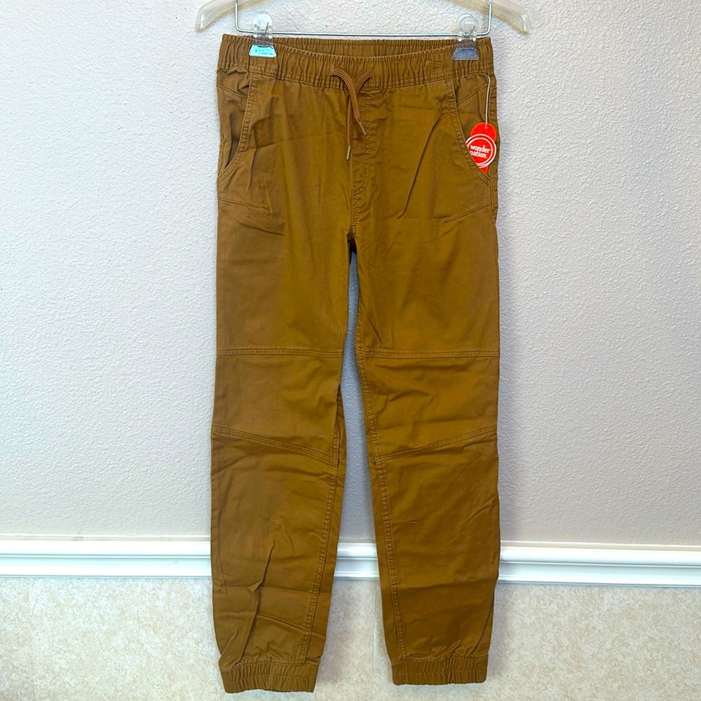 Wonder Nation Pull On Jogger Pants Boys Reinforced Knee Strech Brown XL (14-16)